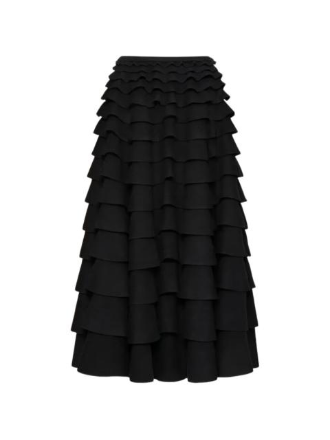 Valentino ruffled tiered midi skirt