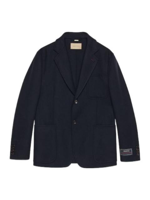 GUCCI Gucci Lightweight Wool Jacket With Web Label 'Dark Blue' 770082-ZAKE3-4440