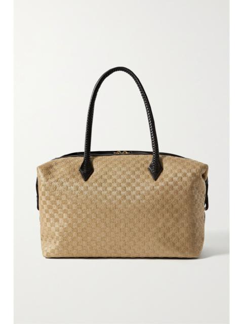 MÉTIER Vérité All Day leather-trimmed woven straw tote Beige