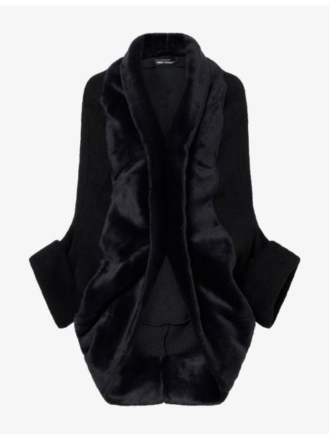 Junya Watanabe Draped Wool and Faux-Fur Jacket
