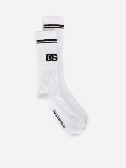 Stretch cotton socks with jacquard DG logo