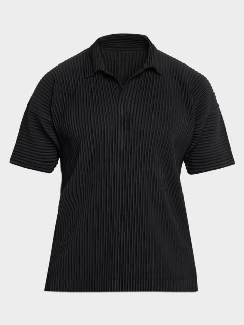 ISSEY MIYAKE Men & apos;s Basics Pleated Johnny Collar Polo Shirt