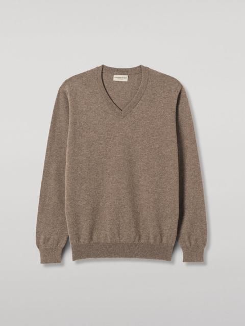 Johnstons of Elgin Reuben Brown Cashmere V Neck Jumper