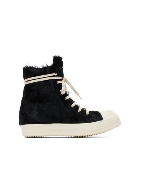 Rick Owens Black Tower Leather Hair-On Sneakers