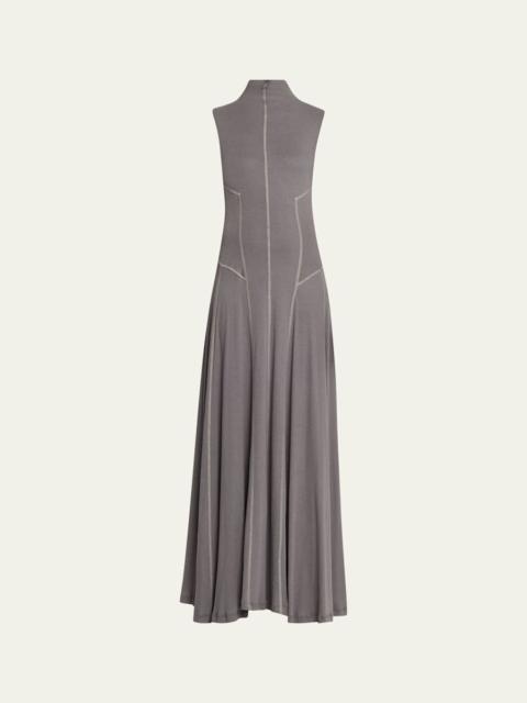 JANE/WADE High-Neck Rib-Knit Gown