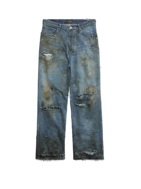 Super Destroyed Baggy Pants in Light Blue