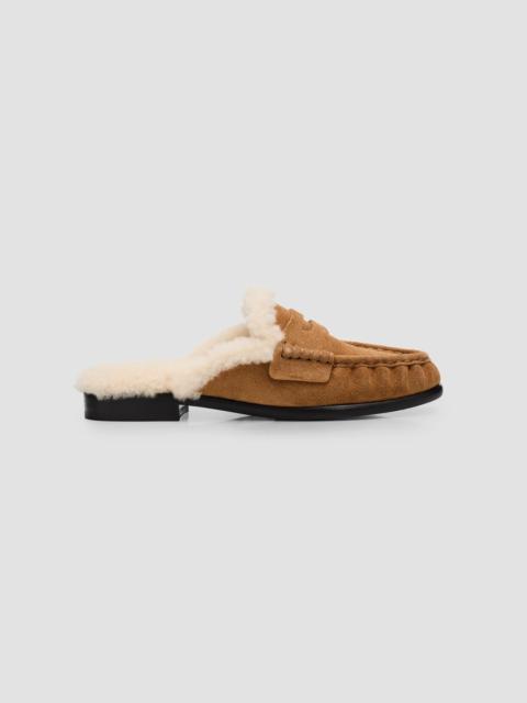 rag & bone Women's Carter Shearling-Lined Suede Mules - Toffee Suede