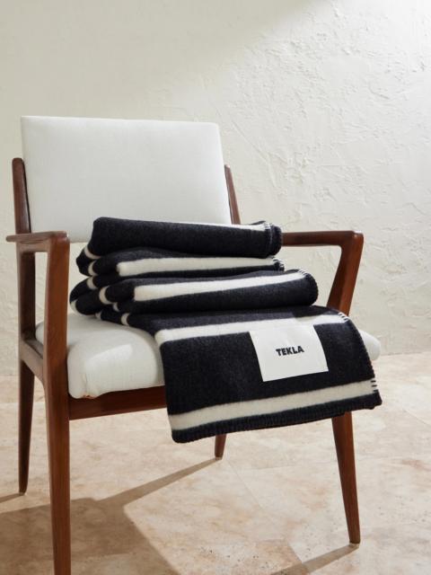 TEKLA Logo-Appliquéd Striped Wool Blanket