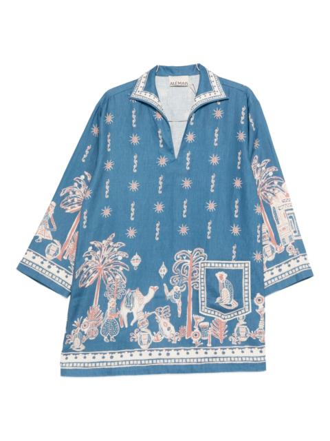 ALÉMAIS Alemais Acacia Collared Graphic-print Mini Dress