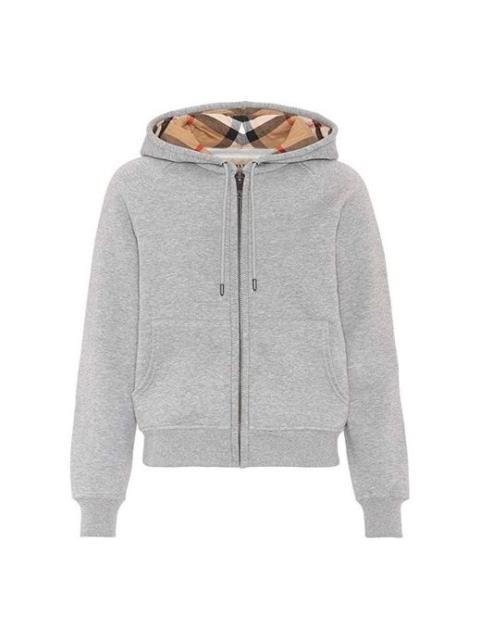 Burberry (WMNS) Burberry Zipper hooded Casual Hoodie 'Gray' 40561701
