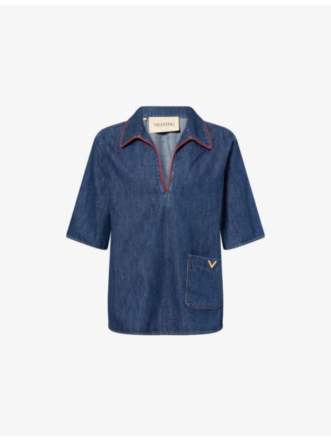 Valentino Camicia V-Logo Mini Denim Dress