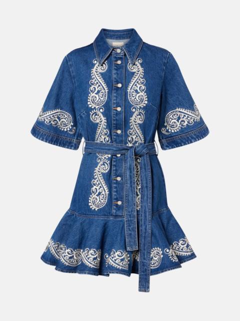 ALÉMAIS Embroidered paisley denim minidress