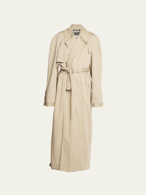 BALENCIAGA Deconstructed Trench Coat with Tie Belt