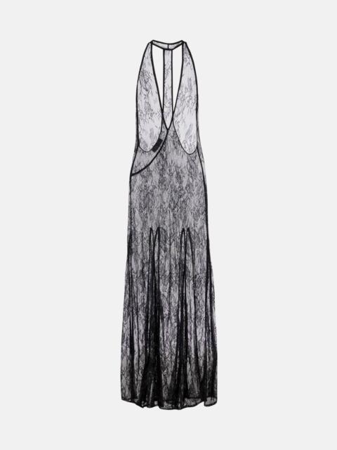 ADRIANA DEGREAS Sheer open-back lace maxi dress