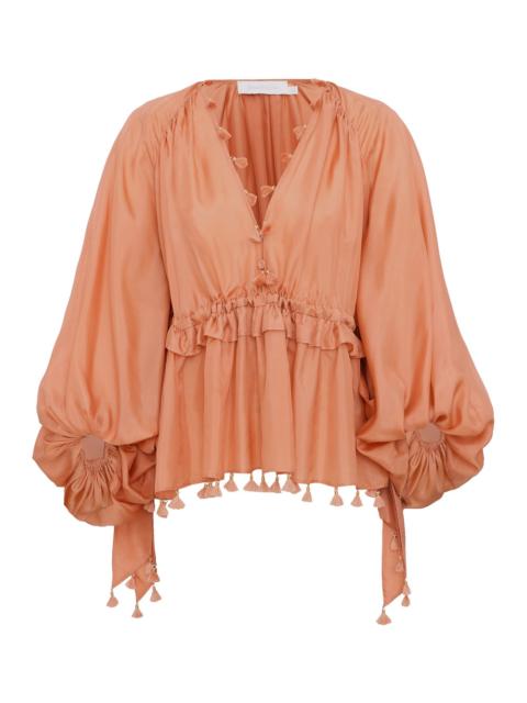Zimmermann SUNDANCE TASSEL BILLOW BLOUSE