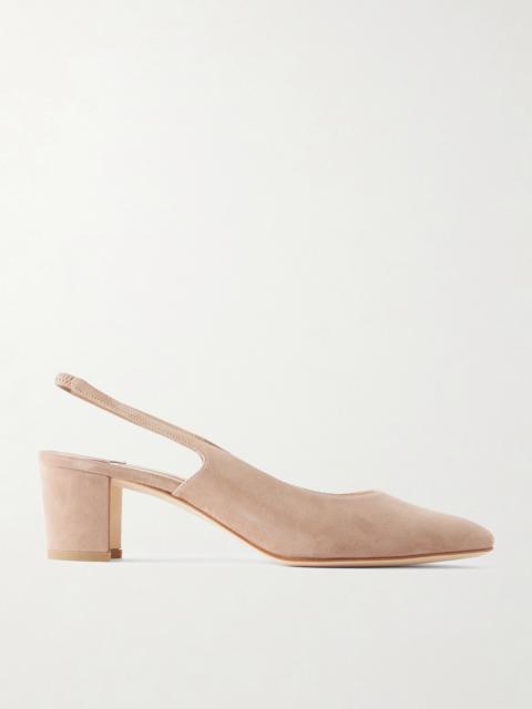 Manolo Blahnik Allurasan 50 Suede Slingback Pumps