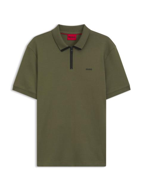 HUGO CONTRAST-LOGO POLO SHIRT IN COTTON PIQUÉ