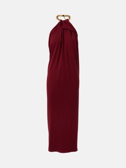 GUCCI Draped silk crêpe sablé midi dress