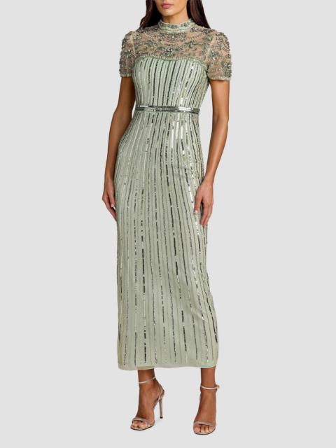 MAC DUGGAL Women's Beaded Sequined Sheath Maxi Dress - Light Sage