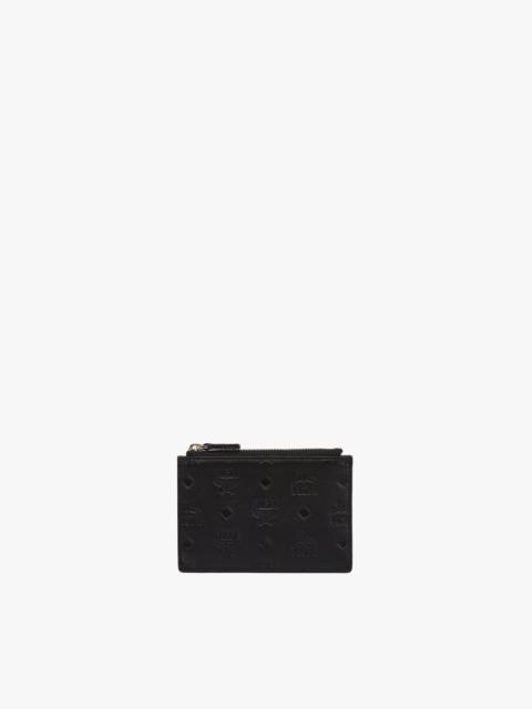 MCM Aren Zip Card Case in Embossed Monogram Leather