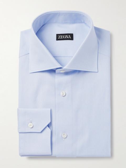 ZEGNA Cutaway-Collar Textured-Cotton Shirt
