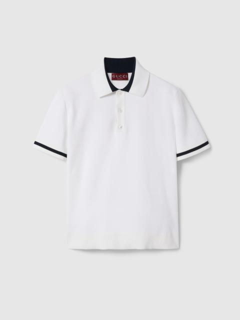 Knit cotton polo shirt with intarsia