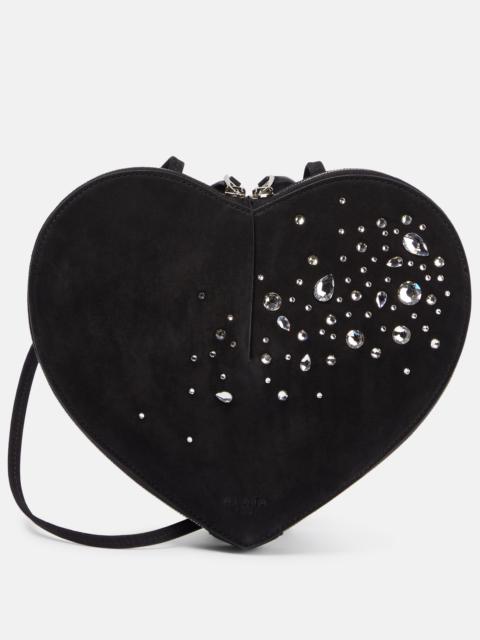 Alaïa Le Cœur embellished suede shoulder bag