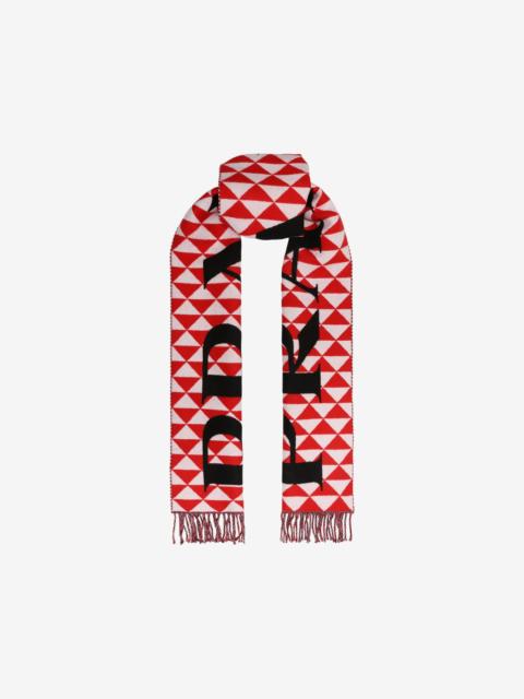 Prada geometric-pattern fringed scarf