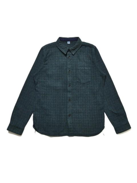 Pure Blue Japan 2235-GR Cotton Tweed Over Dye Shirt - Green Check Indigo