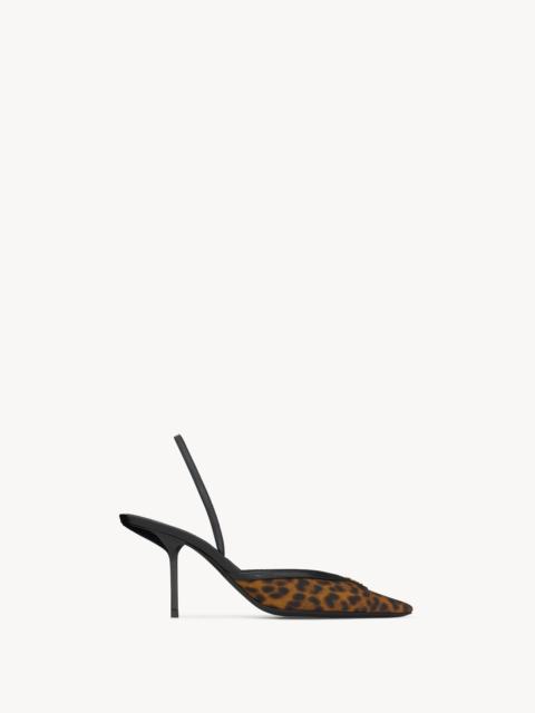 SAINT LAURENT FOLIE SLINGBACK PUMPS IN LEOPARD GROSGRAIN