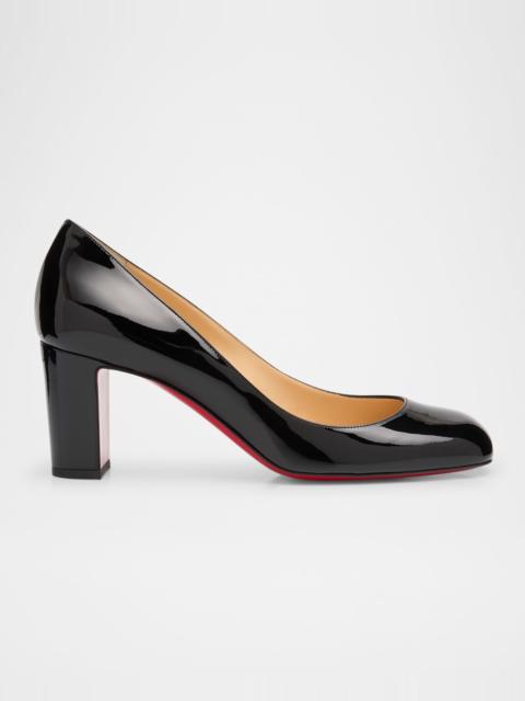 Christian Louboutin Cadrilla Patent Block-Heel Red Sole Pump