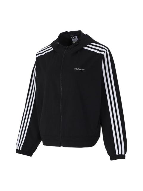 (WMNS) adidas Neo SS Track Top Jackets 'Black White' H18578