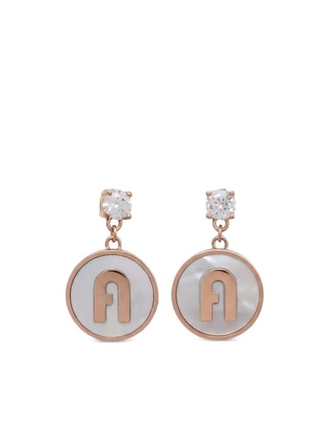 FURLA cubic-zirconia-embellished circular earrings