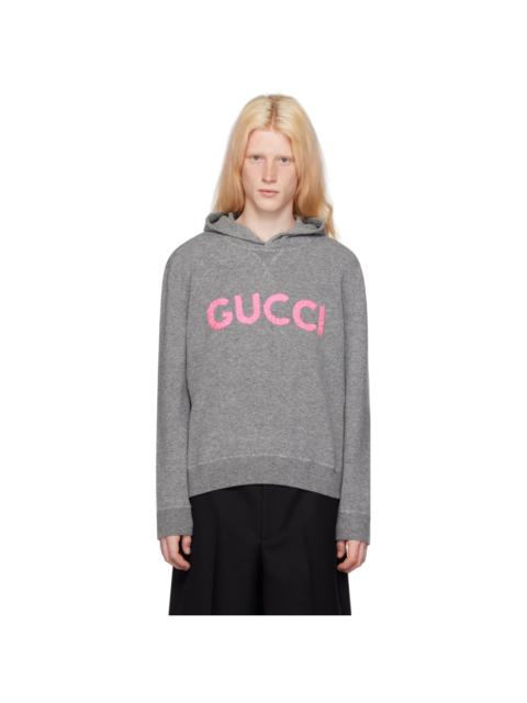 GUCCI Gray Embroidered Hoodie