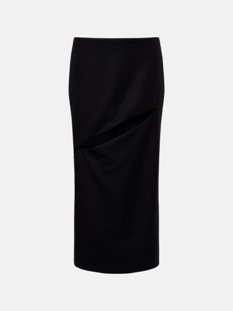 Jil Sander Cutout wool and mohair midi skirt