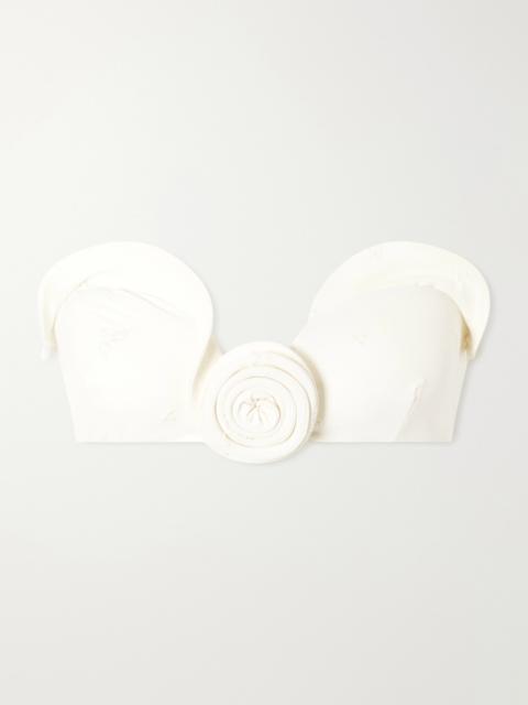 MAGDA BUTRYM Appliquéd Stretch-jersey Bikini Top