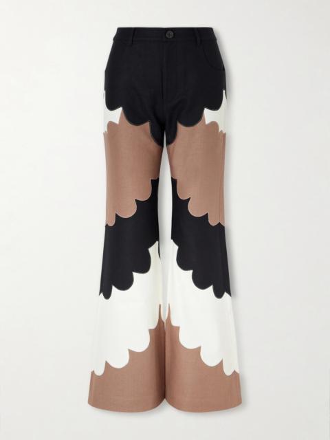 ALIX OF BOHEMIA Bunny Cedar Patchworked Silk Flared Pants