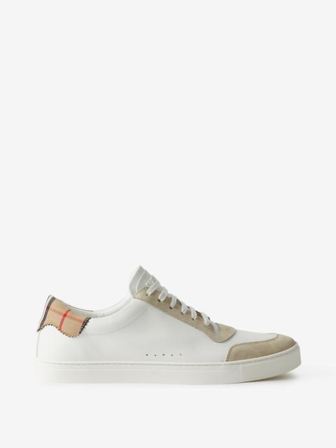 Leather, Suede and Check Cotton Sneakers