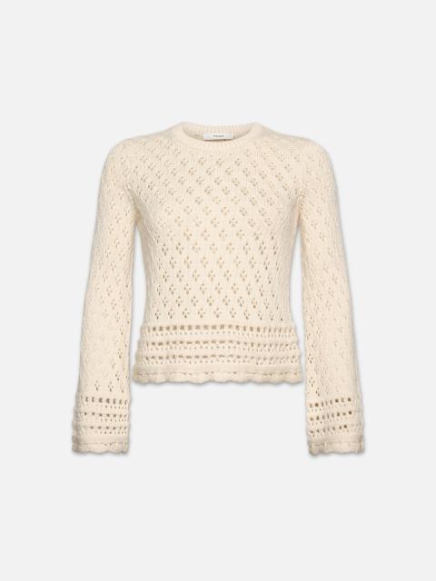 FRAME Crochet Knit Top in Ecru