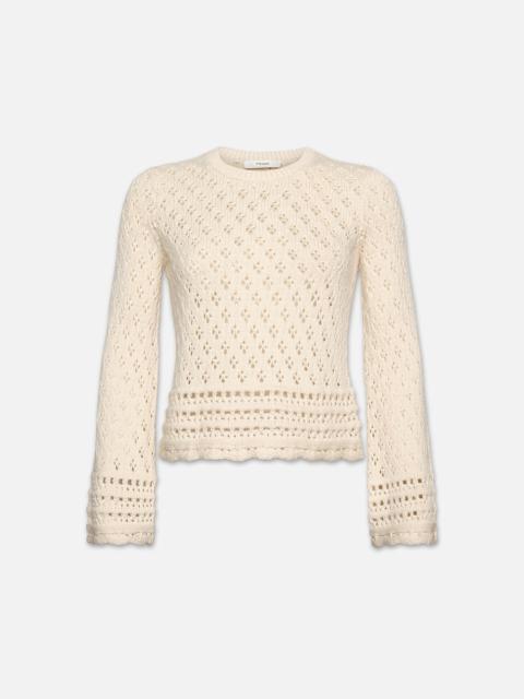 FRAME Crochet Knit Top in Ecru