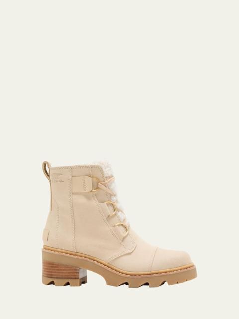 SOREL Joan Suede Faux Fur Lace-Up Boots