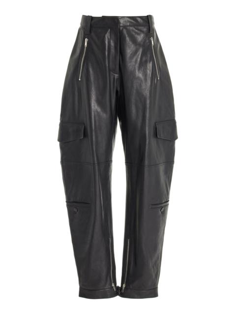 Grainy Leather Cargo Pants black