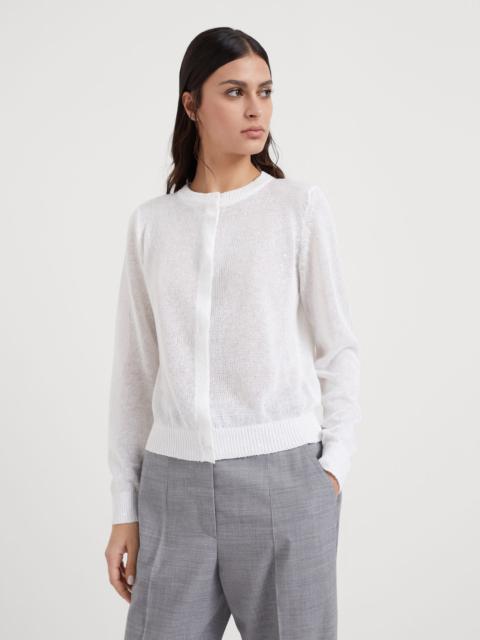 Brunello Cucinelli Linen and silk Diamond yarn cardigan with monili