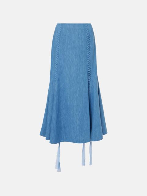 GABRIELA HEARST Dion cotton and linen midi skirt