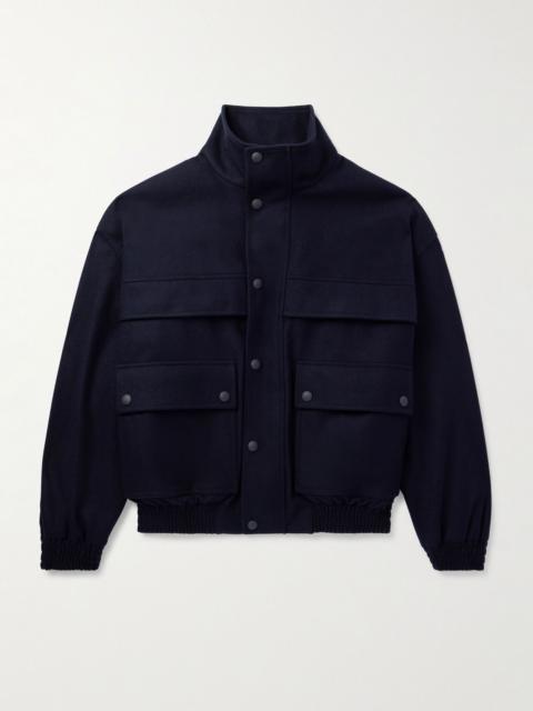 Loro Piana Tristar Wool and Cashmere-Blend Flannel Bomber Jacket Blue