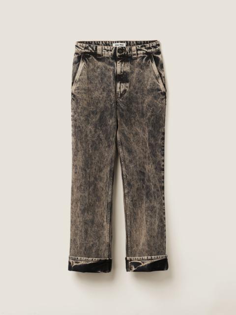 Marbleized denim jeans