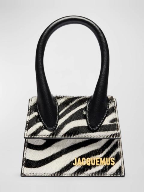 Le Chiquito Zebra Printed Leather Top-Handle Bag