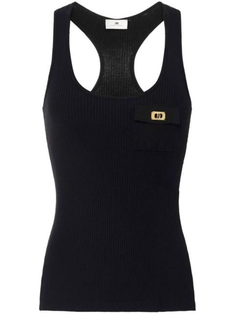 ELISABETTA FRANCHI logo-plaque ribbed racerback tank top