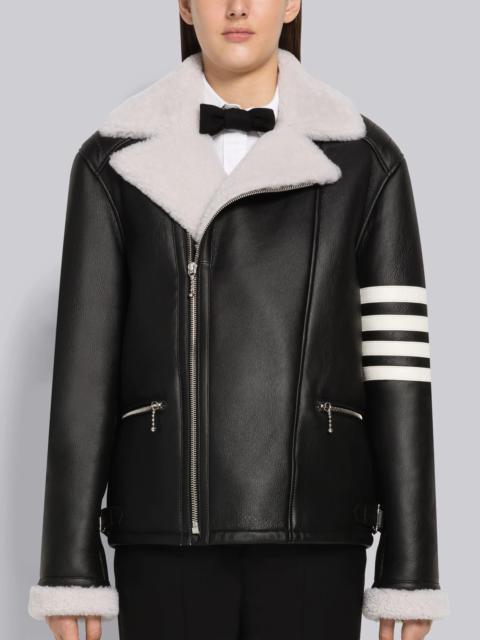Thom Browne Reversed Shearling Perfecto 4-Bar Moto Jacket