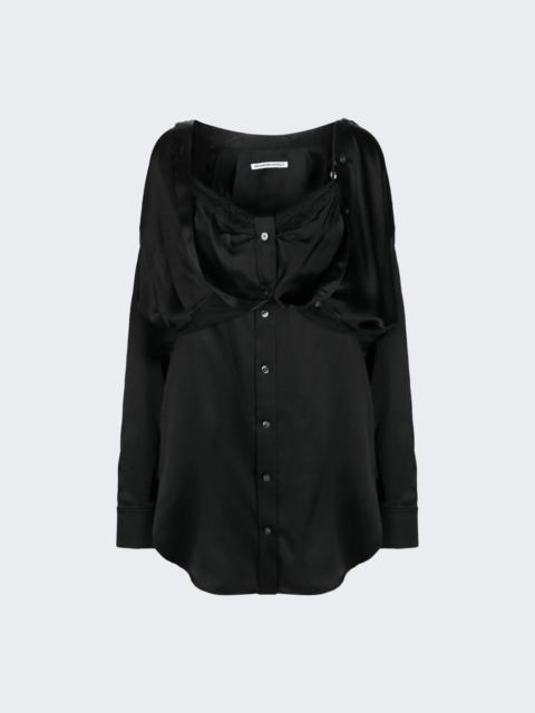 Button Down Dress With Integrated Dress Black
